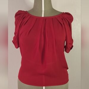 Joie Red Blouse with Pleated Design